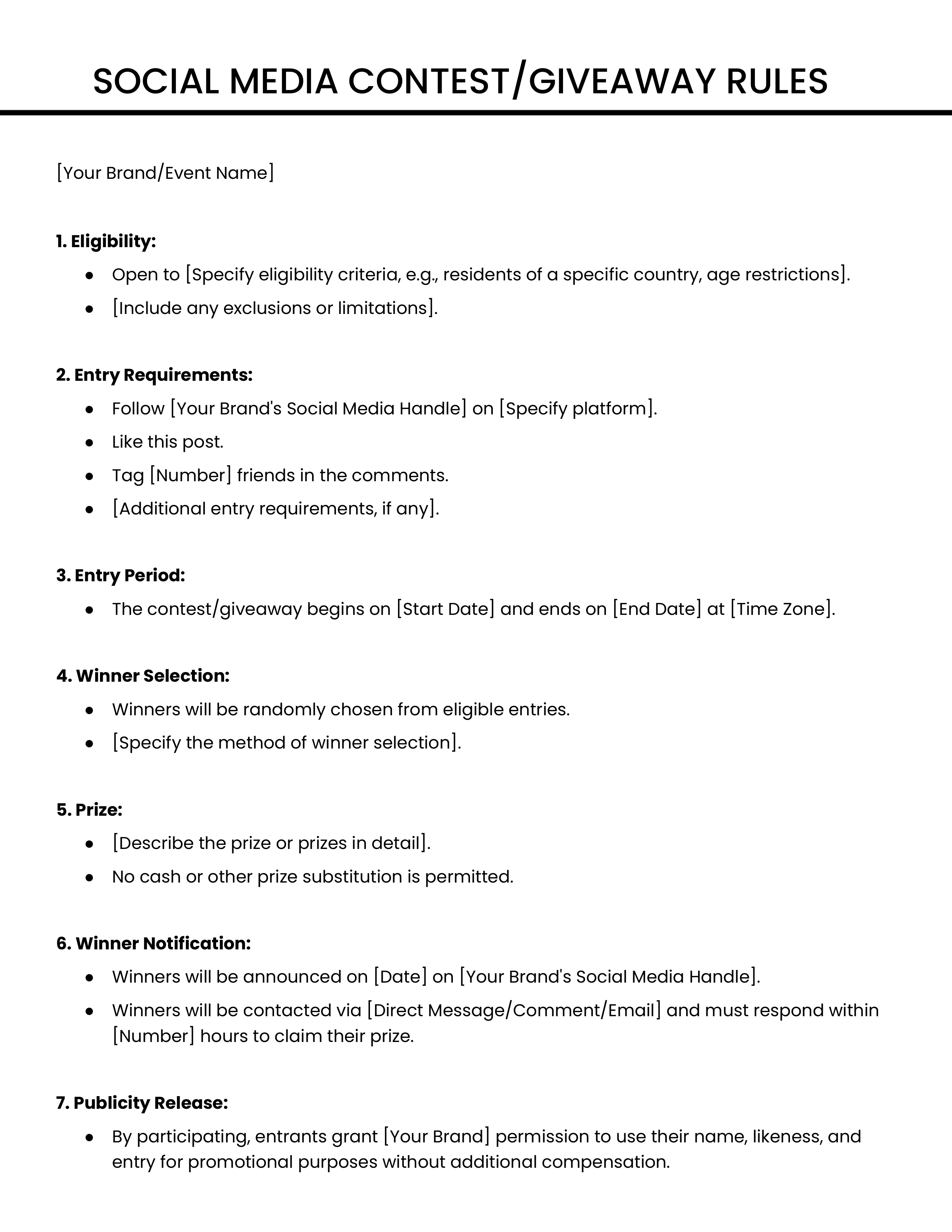 Social Media Contest Rules